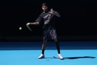 Nick Kyrgios practicing ahead of the Australian Open